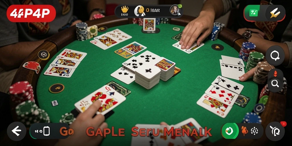 Tampilan gameplay Gaple dalam aplikasi 4P4P.