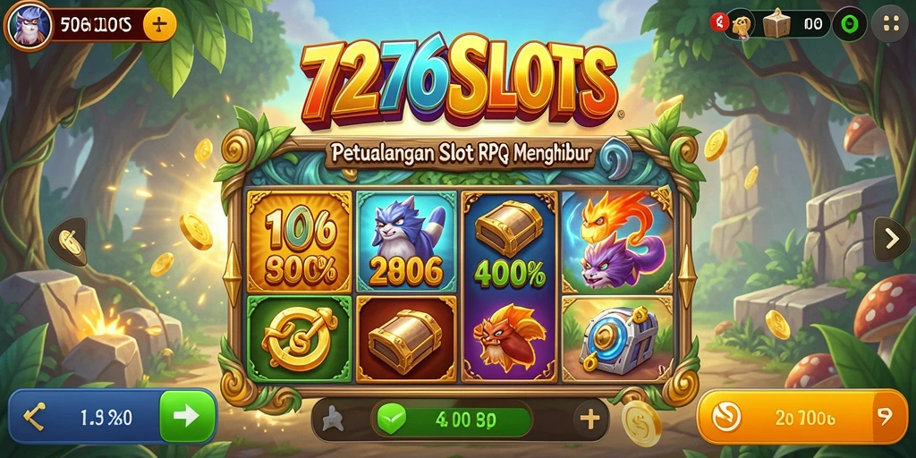 Screenshot menampilkan gameplay seru dari 7276SLOTS dengan karakter RPG.