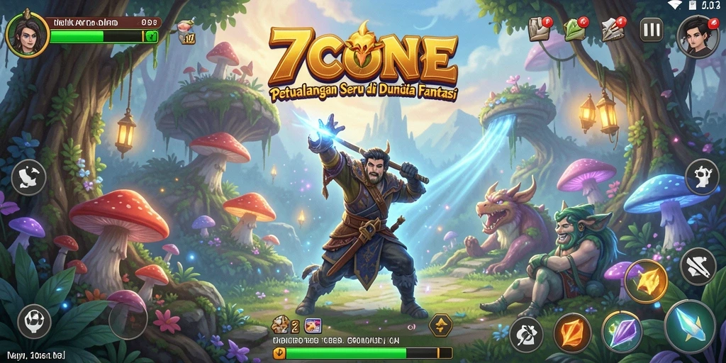 Tampilan dinamis gameplay petualangan 7CONE dengan berbagai misi menarik.