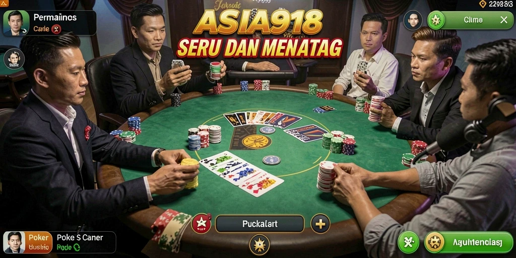 Tangkapan layar utama ASIA918 menampilkan gameplay poker yang mendebarkan.