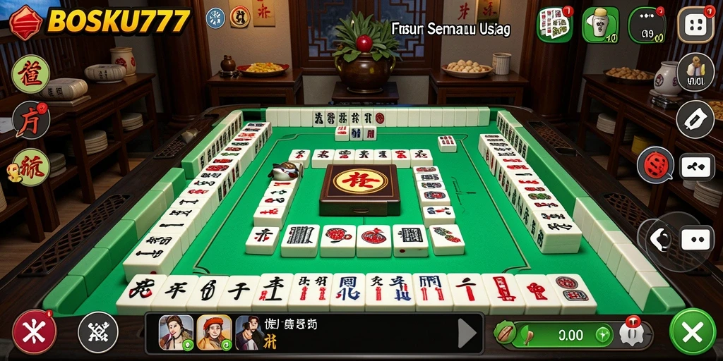 Screenshot utama BOSKU777 menunjukkan gameplay Mahjong yang seru.