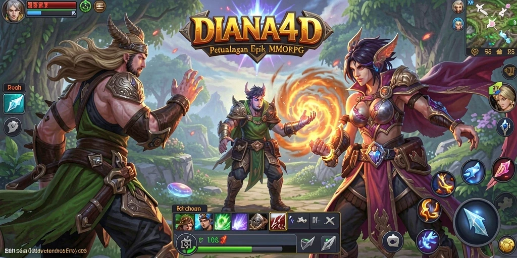 Gameplay DIANA4D yang menampilkan pertempuran epik dalam dunia MMORPG.