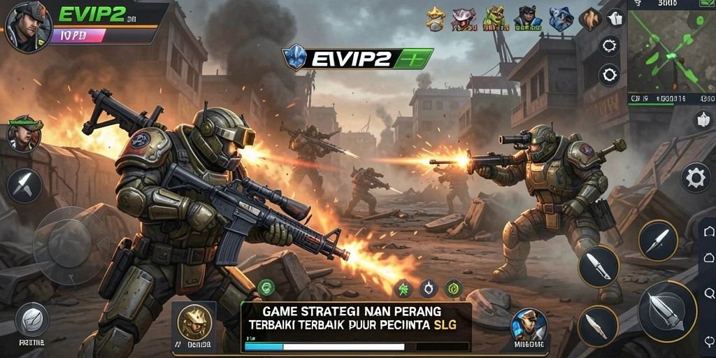 Tampilan gameplay EVIP2 dengan pertempuran strategis yang intens.
