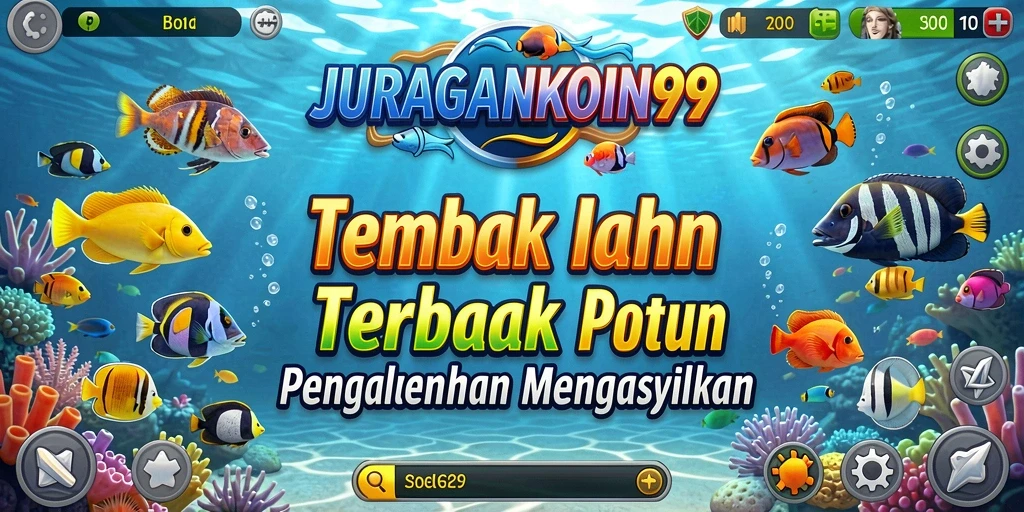 Tampilan gameplay JURAGANKOIN99 yang penuh aksi menembak ikan.