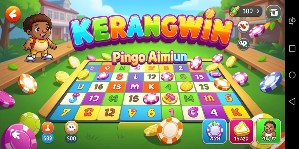 Screenshot KERANGWIN menampilkan gameplay Bingo yang seru.