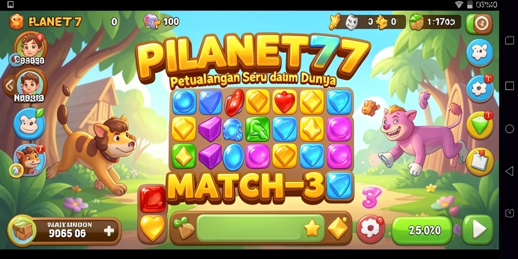 Tampilan gameplay seru dan penuh warna dalam PLANET77.