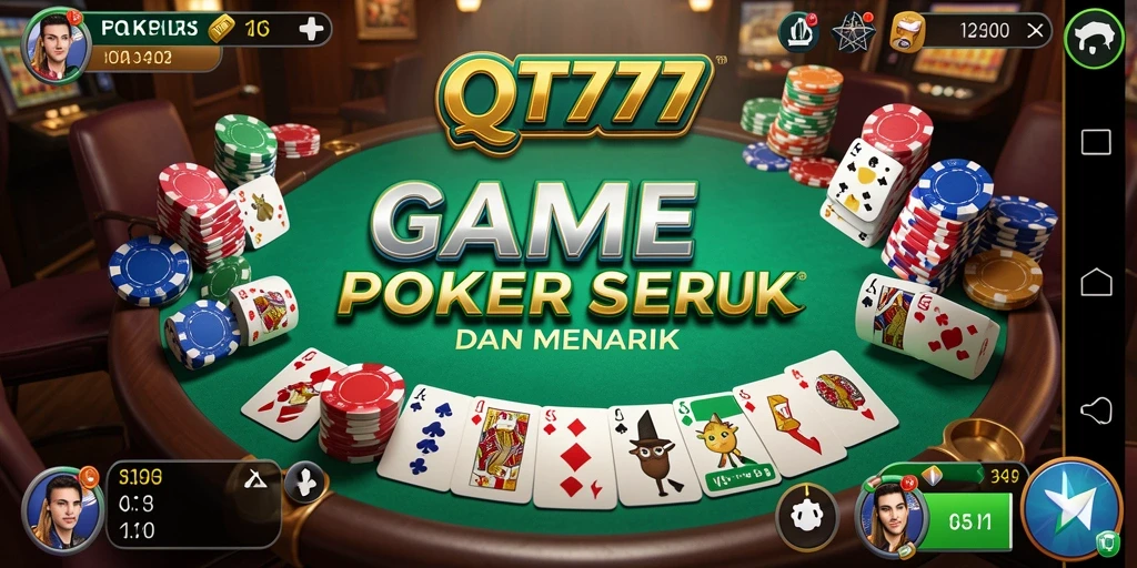 Tangkapan layar QT777 menunjukkan aksi seru poker yang mendebarkan.