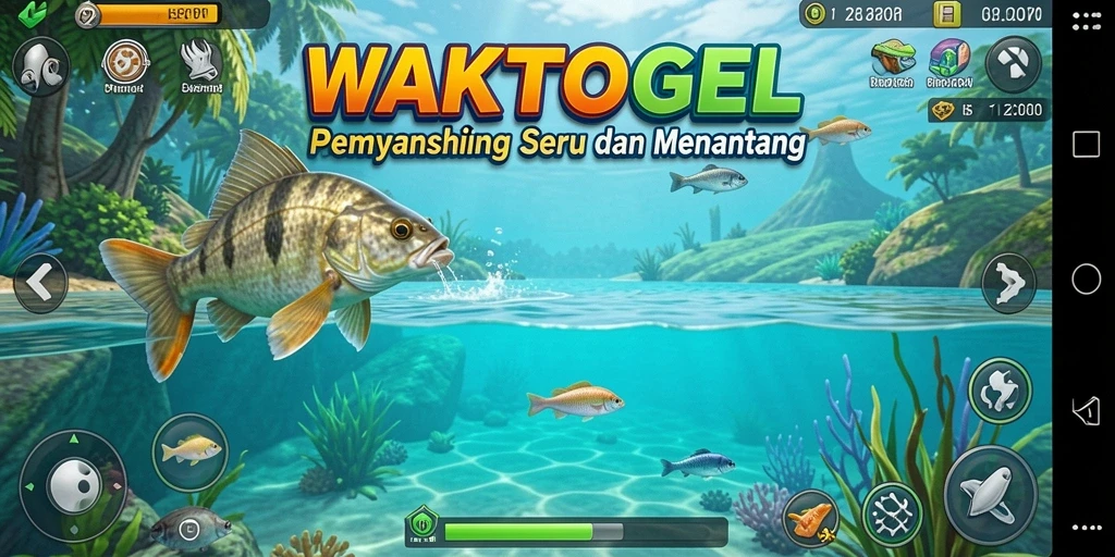 Gameplay <strong>WAKTOGEL</strong> yang menampilkan pengalaman memancing yang seru.