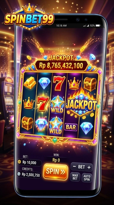 Tampilan aplikasi spinbet99 dengan berbagai pilihan menu.